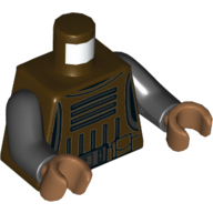 Visuel indicatif Rebrickable de Torse, armure gilet, avec ceinture avec motif imprimé pochettes, bras noirs, mains nougat moyen (Torso, Vest Armor, with Belt with Pouches Print, Black Arms, Medium Nougat Hands)