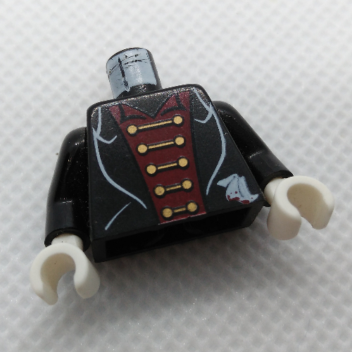Torse, Costume, Chemise rouge, Fermoir doré imprimé (Vampire), bras noirs, mains blanches (Torso, Suit, Red Shirt, Gold Clasps Print (Vampire), Black Arms, White Hands)