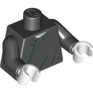 Visuel indicatif Rebrickable de Torse, robe avec motif imprimé plis vert foncé, bras noirs, mains blanches (Torso, Robe with Dark Green Creases Print, Black Arms, White Hands)