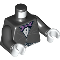 Torse, Veste formelle avec motif imprimé Lavande nœud papillon, bras noirs, mains blanches (Torso, Formal Jacket with Lavender Bow Tie Print, Black Arms, White Hands)