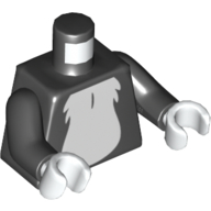 Visuel indicatif Rebrickable de Torse, blanc Fourrure motif imprimé, bras noirs, mains blanches (Torso, White Fur Print, Black Arms, White Hands)