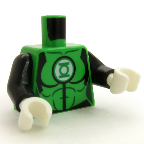 Visuel indicatif Rebrickable de Torse, lanterne verte logo motif imprimé, bras noirs, mains blanches (Torso, Green Lantern Logo Print, Black Arms, White Hands)