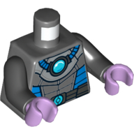 Torse, Combinaison de plongée, Côtés bleus, Tuyaux, Cercle bleu clair, motif : ceinture, bras noirs, mains lavande (Torso, Diving Suit, Blue Sides, Hoses, Light Blue Circle, Belt Print, Black Arms, Lavender Hands)