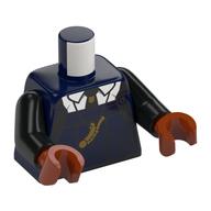Torse, robe, chemise blanche, cravate noire, Grand Sifflet doré imprimé, bras noirs, mains orange foncé (Torso, Robes, White Shirt, Black Tie, Large Gold Whistle Print, Black Arms, Dark Orange Hands)