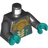 Visuel indicatif Rebrickable de Torse, Échelles de serpent, Plastron doré, Échelles turquoise foncé motif imprimé, bras noirs, mains turquoise foncé (Torso, Snake Scales, Gold Chestplate, Dark Turquoise Scales Print, Black Arms, Dark Turquoise Hands)