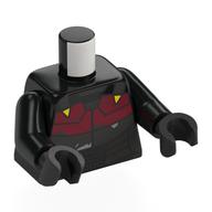 Visuel indicatif Rebrickable de Torse, armure mandalorienne, panneau rouge foncé avec motif imprimé Triangles jaunes, bras noirs, mains titane nacré (Torso, Mandalorian Armor, Dark Red Panel with Yellow Triangles Print, Black Arms, Pearl Titanium Hands)