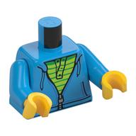 Torse, sweat à capuche avec fermeture éclair sur vert citron et vert rayé chemise motif imprimé, bras azur foncé, mains jaunes (Torso, Hoodie with Zipper over Lime and Green Striped Shirt Print, Dark Azure Arms, Yellow Hands)