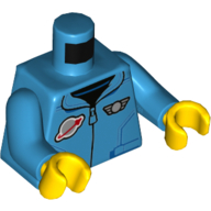 Torse, veste, fermeture à glissière, logo de l'espace classique, argent pilote ailes badge motif imprimé, bras azur foncé, mains jaunes (Torso, Jacket, Zipper, Classic Space Logo, Silver Pilot Wings Badge Print, Dark Azure Arms, Yellow Hands)