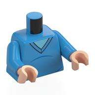 Visuel indicatif Rebrickable de Torse, pull, chemise bleu clair lumineux imprimé, bras azur foncé, mains nougat clair (Torso, Sweater, Bright Light Blue Shirt Print, Dark Azure Arms, Light Nougat Hands)