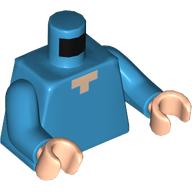 Torse, motif imprimé nougat clair pixelisé, bras azur foncé, mains nougat clair (Torso, Pixelated Light Nougat Neck Print, Dark Azure Arms, Light Nougat Hands)