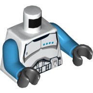 Visuel indicatif Rebrickable de Torse, armure clone soldat lieutenant ceinture noire et quatre étoiles azur foncé motif imprimé, bras azur foncé, mains noires (Torso, Armor Clone Trooper Lieutenant Black Belt and Four Dark Azure Stars Print, Dark Azure Arms, Black Hands)
