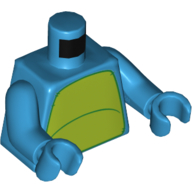 Visuel indicatif Rebrickable de Torse, vert citron Motif imprimé estomac, bras et mains azur foncé (Torso, Lime Stomach Print, Dark Azure Arms and Hands)