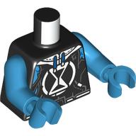 Torse, sweat à capuche, sablier blanc imprimé, bras et mains azur foncé (Torso, Hoody, White Hourglass Print, Dark Azure Arms and Hands)
