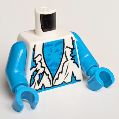 Visuel indicatif Rebrickable de Torse, chemise en lambeaux avec motif imprimé poitrine poilue loup-garou, bras et mains azur foncé (Torso, Shirt Tattered with Werewolf Hairy Chest Print, Dark Azure Arms and Hands)