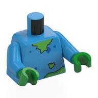 Torse, pull avec des trous, taches bleu foncé, motif imprimé corps vert vif, bras azur foncé, mains vert vif (Torso, Sweater with Holes, Dark Blue Stains, Bright Green Body Print, Dark Azure Arms, Bright Green Hands)