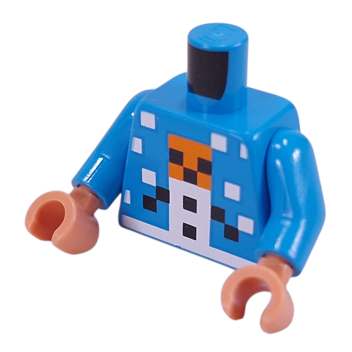 Torse, motif imprimé Golem neige pixellisée, bras azur foncé, mains nougat (Torso, Pixelated Snow Golem Print, Dark Azure Arms, Nougat Hands)