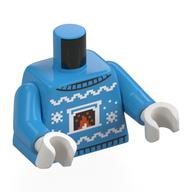 Visuel indicatif Rebrickable de Torse, pull de Noël, flocons de neige blancs, motif imprimé cheminée, Azur foncé, mains blanches (Torso, Christmas Sweater, White Snowflakes, Fireplace Print, Dark Azure, White Hands)