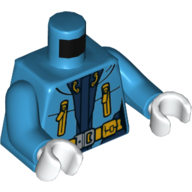 Visuel indicatif Rebrickable de Torse, veste, arctique, ceinture, poches, motif imprimé à glissière, bras azur foncé, mains blanches (Torso, Jacket, Arctic, Belt, Pockets, Zipper Print, Dark Azure Arms, White Hands)