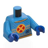 Torse, chandail de Noël, jaune/rouge x-hommes logo, carcajou à l'arrière motif imprimé, bras azur foncé, mains bleues (Torso, Christmas Sweater, Yellow/Red X-Men Logo, Wolverine on Back Print, Dark Azure Arms, Blue Hands)