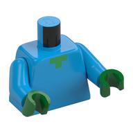 Torse, motif imprimé cou vert pixélisé, bras azur foncé, mains vertes (Torso, Pixelated Green Neck Print, Dark Azure Arms, Green Hands)
