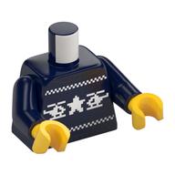 Torse, pull de Noël, motif imprimé hélicoptère blanc, bras bleu foncé, mains jaunes (Torso, Christmas Sweater, White Helicopter Print, Dark Blue Arms, Yellow Hands)