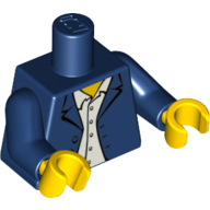 Torse, Blazer sur bleu clair bouton vers le bas chemise motif imprimé, bras bleu foncé, mains jaunes (Torso, Blazer over Light Blue Button Down Shirt Print, Dark Blue Arms, Yellow Hands)