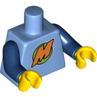 Visuel indicatif Rebrickable de Torse, imprimé orange 'M' (LEGO Club Max), bras bleu foncé, mains jaunes (Torso, Orange 'M' Print (LEGO Club Max), Dark Blue Arms, Yellow Hands)