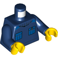 Visuel indicatif Rebrickable de Torse, pull, motif imprimé poches bleues, bras bleu foncé, mains jaunes (Torso, Sweater, Blue Pockets Print, Dark Blue Arms, Yellow Hands)
