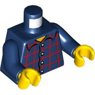 Torse, chemise à carreaux avec boutons / '2012 The LEGO Store Elizabeth, NJ' dos imprimé, bras bleu foncé, mains jaunes (Torso, Plaid Shirt with Buttons / '2012 The LEGO Store Elizabeth, NJ' Back Print, Dark Blue Arms, Yellow Hands)