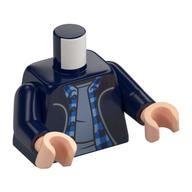 Torse, veste, fermeture à glissière, chemise à carreaux bleu clair vif, motif : chemise bleu sable, bras bleu foncé, mains nougat clair (Torso, Jacket, Zipper, Bright Light Blue Plaid Shirt, Sand Blue Shirt Print, Dark Blue Arms, Light Nougat Hands)