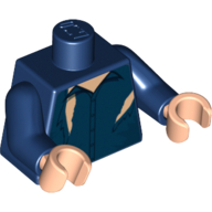 Visuel indicatif Rebrickable de Torse, cardigan déchiré avec motif blanc imprimé sous-chemise, bras bleu foncé, mains nougat clair (Torso, Cardigan Ripped with White Undershirt Print, Dark Blue Arms, Light Nougat Hands)