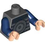 Visuel indicatif Rebrickable de Torse, armure avec grand motif imprimé disque et chaîne, bras bleu foncé, mains nougat clair (Torso, Armor with Large Disc and Chain Mail Print, Dark Blue Arms, Light Nougat Hands)