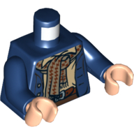 Torse, manteau avec 3 boutons et motif imprimé écharpe beige foncé, bras bleu foncé, mains nougat clair (Torso, Coat with 3 Buttons and Dark Tan Scarf Print, Dark Blue Arms, Light Nougat Hands)
