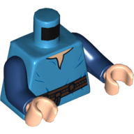 Visuel indicatif Rebrickable de Torse, chemise à col en V et ceinture à cravate haute marron foncé motif imprimé, bras bleu foncé, mains nougat clair (Torso, V-Neck Shirt and Dark Brown High Tie Belt Print, Dark Blue Arms, Light Nougat Hands)