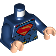 Torse, muscles, fermoirs de cape rouge, rouge et or Superman 'S' Logo, motif imprimé boucle de ceinture or, bras bleu foncé, mains nougat clair (Torso, Muscles, Red Cape Clasps, Red and Gold Superman 'S' Logo, Gold Belt Buckle Print, Dark Blue Arms, Light Nougat Hands)