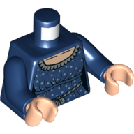Visuel indicatif Rebrickable de Torse, robe avec nougat clair, col argenté, taches et motif imprimé à la ceinture de corde (rowena ravinclaw), bras bleu foncé, mains nougat clair (Torso, Dress with Light Nougat Neck, Silver Collar, Spots, and Rope Belt Print (Rowena Ravenclaw), Dark Blue Arms, Light Nougat Hands)