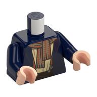 Torse, veste, chemise beige, bretelles, motif imprimé nougat/écharpe beige foncée, bras bleu foncé, mains nougat clair (Torso, Jacket, Tan Shirt, Straps, Nougat/Dark Tan Scarf Print, Dark Blue Arms, Light Nougat Hands)
