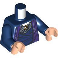 Torse, robe violet foncé, col bleu sable, or Pendentif motif imprimé, bras bleu foncé, mains nougat clair (Torso, Dark Purple Robe, Sand Blue Collar, Gold Pendant Print, Dark Blue Arms, Light Nougat Hands)