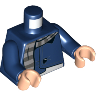 Visuel indicatif Rebrickable de Torse, Gilet avec motif imprimé écharpe gris-bleu clair, bras bleu foncé, mains nougat clair (Torso, Vest with Light Bluish Gray Scarf Print, Dark Blue Arms, Light Nougat Hands)