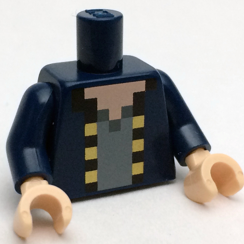 Visuel indicatif Rebrickable de Torse, veste pixélisée avec bordure noire et jaune sur chemise gris bleuâtre foncé motif imprimé, bras bleu foncé, mains nougat clair (Torso, Pixelated Jacket with Black and Yellow Trim over Dark Bluish Gray Shirt Print, Dark Blue Arms, Light Nougat Hands)