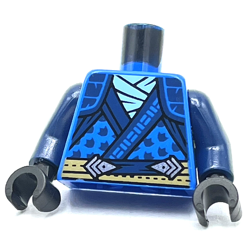Visuel indicatif Rebrickable de Torse, robe, garniture bleu foncé, motif imprimé ceinture beige, bras bleu foncé, mains noires (Torso, Robe, Dark Blue Trim, Tan Belt Print, Dark Blue Arms, Black Hands)