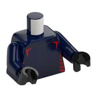 Torse, costume de course, rouge décorations motif imprimé, bras bleu foncé, mains noires (Torso, Racing Suit, Red Decorations Print, Dark Blue Arms, Black Hands)