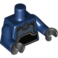 Torse, armure Kendo, noir avec motif imprimé ceinture, bras bleu foncé, mains noires (Torso, Kendo Armor, Black with Belt Print, Dark Blue Arms, Black Hands)