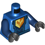 Visuel indicatif Rebrickable de Torse, armure avec circuit bleu, panneau central bleu foncé, symbole de faucon sur motif imprimé bouclier pentagonal, bras bleu foncé, mains noires (Torso, Armor with Blue Circuitry, Dark Blue Center Panel, Falcon Symbol on Pentagonal Shield Print, Dark Blue Arms, Black Hands)