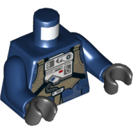 Torse, costume de vol, veste beige foncée, motif imprimé sur le panneau électronique avant gris bleuté clair (pilote U-aile rebelle), bras bleu foncé, mains noires (Torso, Flight Suit, Dark Tan Vest, Light Bluish Gray Front Electronic Panel Print (Rebel U-Wing Pilot), Dark Blue Arms, Black Hands)