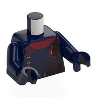 Torse, costume de l'espace, fils rouges, mouchoir rouge foncé, brun foncé utilitaire ceinture motif imprimé, bras et mains bleu foncé (Torso, Space Suit, Red Wires, Dark Red Handkerchief, Dark Brown Utility Belt Print, Dark Blue Arms and Hands)