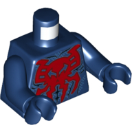 Torse, corps, imprimé crâne-araignée rouge, bras et mains bleu foncé (Torso, Bodysuit, Red Skull-Spider Print, Dark Blue Arms and Hands)