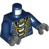 Torse, Serpent avec motif imprimé écailles jaunes et bleu clair, bras bleu foncé, mains gris bleuté foncé (Torso, Snake with Yellow and Light Blue Scales Print, Dark Blue Arms, Dark Bluish Gray Hands)