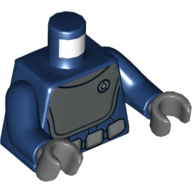 Torse, Uniforme avec poitrine gris foncé et motif imprimé ceinture (Amiral Raddus), bras bleu foncé, mains gris bleuté foncé (Torso, Uniform with Dark Bluish Gray Chest and Belt Print (Admiral Raddus), Dark Blue Arms, Dark Bluish Gray Hands)