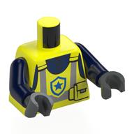 Torse, gilet de sécurité, rayures argentées, poches, motif imprimé symbole étoile bleu, bras bleu foncé, mains gris bleuté foncé (Torso, Safety Vest, Silver Stripes, Pockets, Blue Star Symbol Print, Dark Blue Arms, Dark Bluish Gray Hands)